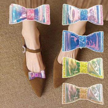 1 чифт 3D лък обувки клипове жени апартаменти обувки катарама разглобяема обувка разкрасяване блясък пайети обувки аксесоари за помпи апартаменти