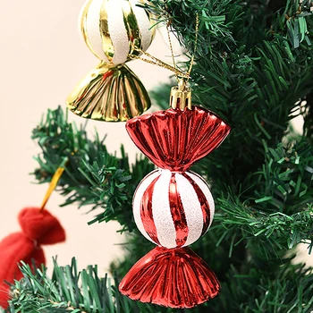 1Box Коледа бонбони висулка топки коледно дърво орнаменти топка Коледа висящи дома парти декор 2024 Нова година подарък Ноел Navidad