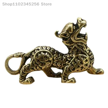 1PC статуя фигурка богатство месинг декор просперитет китайски стил украшение Qilin дракон късмет животно Fengshui реколта