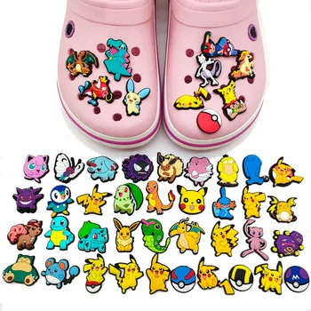 1бр Pokemon аниме сандали аксесоари PVC Pikachu Psyduck келеш Jibbtz Croc Charms Подаръци за деца Обувки Charms Декорация