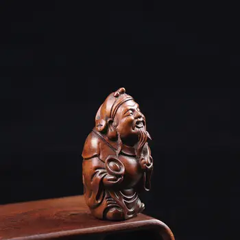 2.75 инча китайска фигурка чемшир ръчно издълбани бог на богатството мамон статуя за декоративен дисплей колекционерски подарък