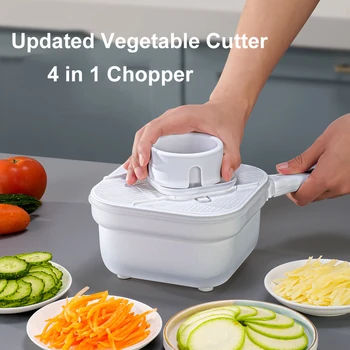 4 в 1 Многофункционален домакински преносим зеленчуков хеликоптер с контейнер Ръчен нож за рязане на храна Кухненски приспособления