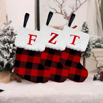 Candy притежателя за Коледа реколта черна решетка модел Коледа чорапи празнична декорация на дома Коледа подарък чанти Коледа