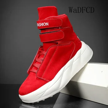 High Top Sneaker Men Designer Motorcycle Boot Fashion Casual Microfiber Leather Upper Height Increased Flat Platform Board Shoes