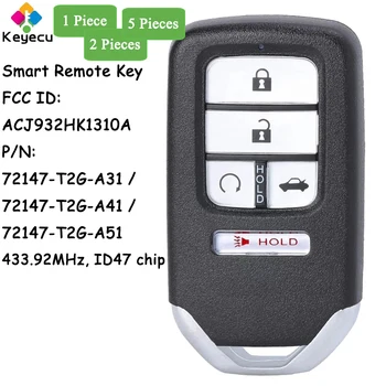 KEYECU Интелигентен ключ за кола с дистанционно управление с 5 бутона 433MHz ID47 чип за Honda Accord 2016 2017 2018 Fob FCC ID: ACJ932HK1310A