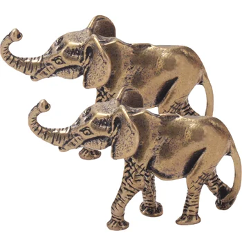 Малък телешки слон Масивен месинг Декоративен малък ретро слон орнаменти Сватбена миниатюра Аксесоари за бюро за декорация на дома