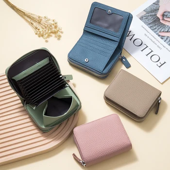 Минималистични жени къси портфейли тенденции елегантен стилен съединител чанта женски притежател на кредитна карта монета чанта многофункционален RFID портфейл