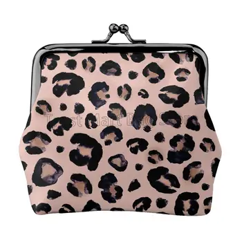 Розов леопард печат жени кожени монета чантата малка промяна торбичка с целувка-заключване закопчалка затваряне ключалката портфейл за подарък за рожден ден