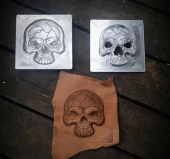 Ръчна работа уникален дизайн скелет череп форми-кожа оформяне мухъл-ръчно изработени кожени инструменти