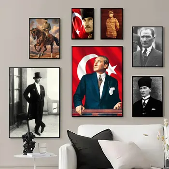 Турция Мустафа Кемал Ататюрк Плакат Отпечатъци Картини за стена Всекидневна Декорация на дома