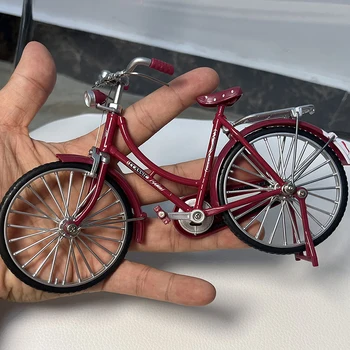 1:10 Модел сплав ретро розов велосипед Diecast декорация модел метална играчка жени велосипед симулация колекция подаръци играчки