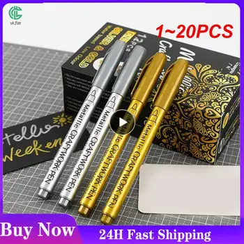  1 ~ 20PCS четка метални маркер писалки набор злато сребро бяло постоянно изкуство маркери за художник илюстрация занаяти Scrapbooking
