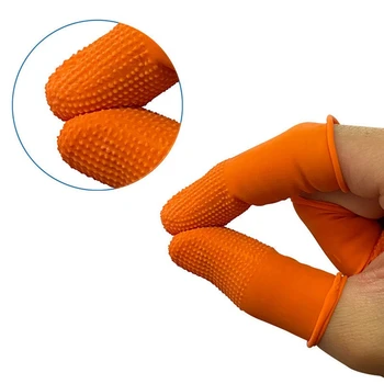 100Pcs каучук против хлъзгане пръст креватчета оранжеви еднократна защитни пръст креватчета за електронен ремонт трайни лесен за използване