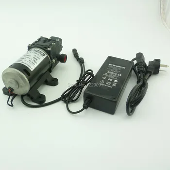 100W Автоматичен превключвател за налягане DC Диафрагма малка водна помпа 12v високо налягане 8L / min с G1 / 2 порт и 12v 8A захранващ адаптер