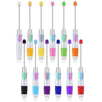 12 бр. Многоцветни химикалки 4In1 цветни мъниста писалка прибиращи се химикалки за DIY вземане комплект студенти деца
