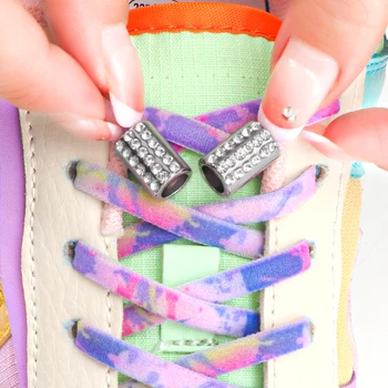 1Pair еластични дантели маратонки каишка цветни връзки за обувки без връзки диамант ключалката високо качество Lastic въже дантели без обвързване