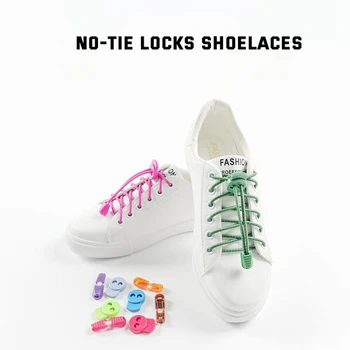 1Pair Заключване Дантели Кръгъл тенис Връзки за обувки Без връзки Възрастни Детски маратонки Еластични връзки за обувки Гумени ленти за обувки Аксесоари