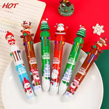 1PC 10 цвята сладък Коледа химикалка Kawaii карикатура Дядо Коледа гел писалки за писане училищни пособия офис аксесоари