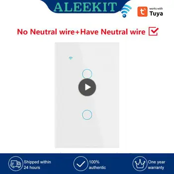 1PCS Tuya WiFi US интелигентен светлинен превключвател Неутрален проводник / Не се изисква неутрален проводник 120 Тип стена сензорен превключвател Работа с Alexa,