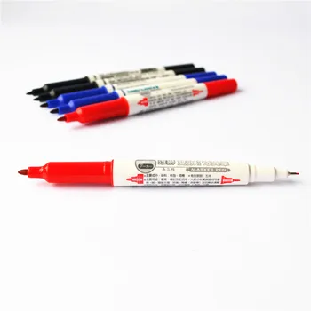 1pcs двустранен цвят маркер писалка получер & фина точка черен син червен постоянен за CD метален плат керамичен чертеж A6883