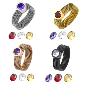 1Set обещание цирконий окото пръстени сплав пръст пръстени орнаменти взаимозаменяеми диамантени пръстени аксесоар комплект за жени мъже
