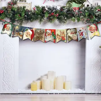 200CM Коледна хартия Санта Елк дърво за многократна употреба празник открит Коледа стена висящи флаг декорация висулка фестивал подарък