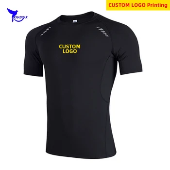 2022 Летни дишащи мрежести пачуърк ризи за бягане Мъже Бърза суха компресия къс ръкав фитнес фитнес плотове Спортно облекло по поръчка