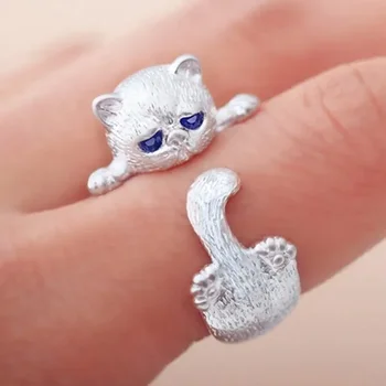 2023 Мода розов сладък котка нокът пръстен дами отваряне регулируеми бижута пръстен дами парти рожден ден сватбен пръстен