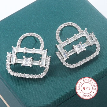 2024 Нова японска мода AAA циркон чанта обеци за жени сватбени бижута блестящи бижута подарък Jwelry за жени