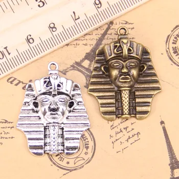 20pcs Талисмани Египетски крал Тутанкамон 36x28mm Антични посребрени висулки Изработка на DIY ръчно изработени тибетски сребърни бижута