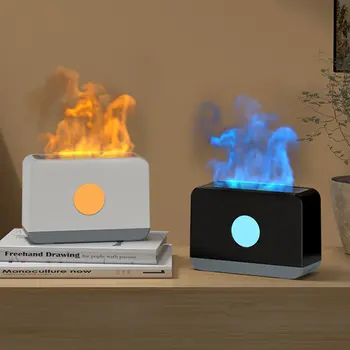 220ml Настолен овлажнител за пламък Етерично масло ароматен дифузьор 3D симулация Пожар ефект мъгла пръскачка за защита на очите нощна светлина