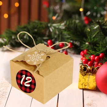 24pcs Коледа Крафт кутии Коледа обратно броене уникален дизайн подарък контейнери за деца за деца невероятно подарък обвивка за многократна употреба