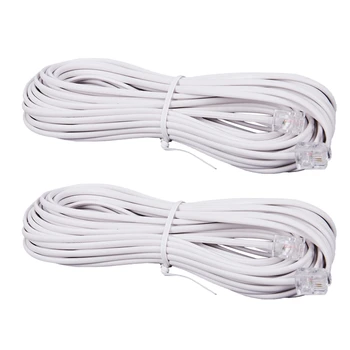2Pcs 10M RJ11 удължителен кабел за телефонен конектор бял
