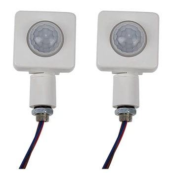 2X Висококачествена автоматична PIR 85-265V сигурност PIR инфрачервен сензор за движение детектор стена LED светлина на открито бяло