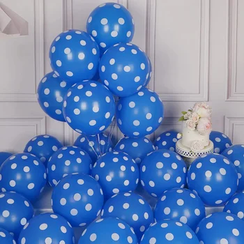 30 бр./комплект Outer Space Blue Polka Dot Балони 12 инчов латекс хелий кръгли балони за бебешки душове Декорации за рожден ден