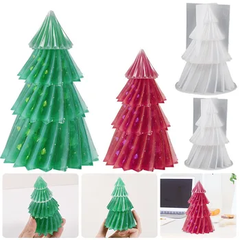 3D Коледно дърво силиконова плесен оригами ивица коледно дърво свещ ароматерапия ръчно изработени сапун епоксидна смола форми занаяти декор