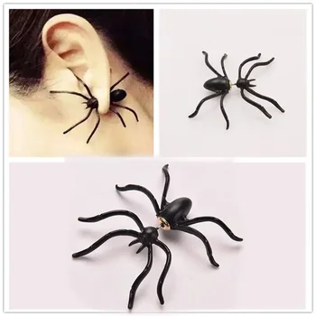 3D пънк стил черен паяк Хелоуин животински родословни обеци реколта модни бижута подаръци модни аксесоари за жени подаръци