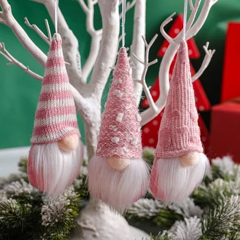 4Pcs/3pcs Коледа мини кукла Gnome коледно дърво висулка розов плюшени кукла висулка Начало Коледна украса Navidad 2023 Натал