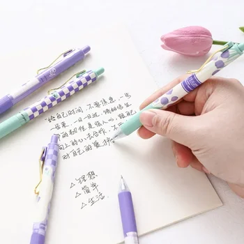 4pcs/Set 0.5mm Химикалка лилаво лале гел писалки цвете дизайн супер малък черен цвят мастило писалка за писане офис училищни пособия