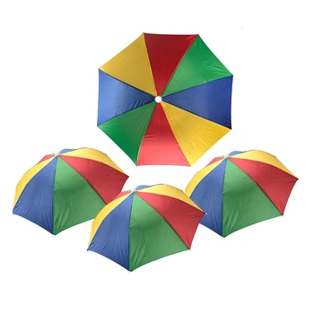 4Pieces Rainbow чадър шапка чадър шапка за слънце регулируеми чадър шапки за възрастни деца открит риболов градинарство къмпинг