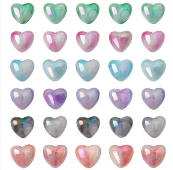 4бр/лот 18мм UV илюзия акрилен двоен цвят ореол боядисани праскова сърце за бижута вземане хлабав дистанционер мъниста DIY гривна огърлица
