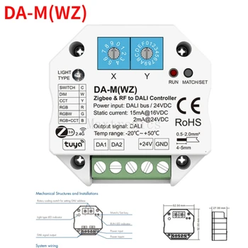 6in1 Zigbee &RF към DALI конвертор контролер DA-M (WZ) Tuya APP Philips HUE Control Support Едноцветен CCT RGB RGBW RGB + CCT ЛАМПА