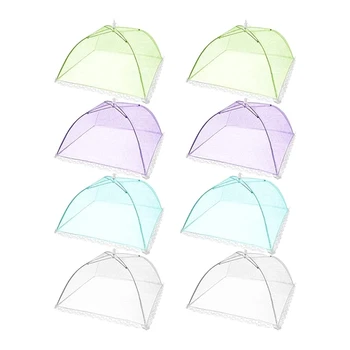 8 Pack -Up Mesh Screen Tent Umbrella Colored Food Cover Net Fit For Outdoors, Party Picnics, Reusable And Collapsible