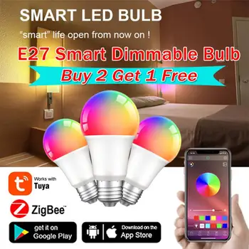 9/12/15/18W Tuya Zigbee3.0 LED крушка Smart Life APP контрол димиране E27 220V 110V RGBCW лампа за промяна на цвета съвместим IOS / Android