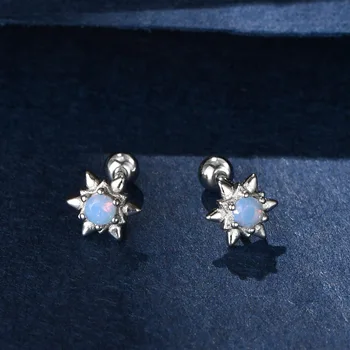 925 Сребърна игла кристал звезда винт Stud обеци за жени елегантен пънк бижута подарък e528