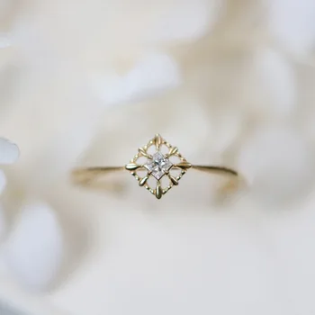 925 Стерлингово сребро 14K позлатено 2023 Нов циркон снежинка подреждане пръстени мода луксозен модерен бижута циркон пръстен за жени