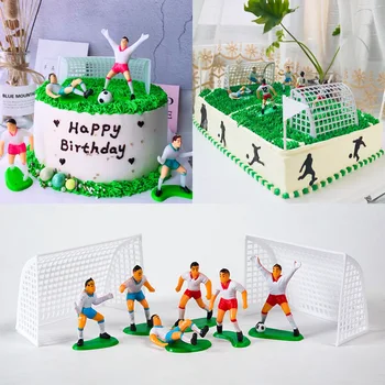 9pcs футбол момчета торта декорации футбол играчи торта топери деца щастлив футбол тема рожден ден декор спорт момчета