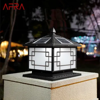 AFRA слънчева пост лампа открит реколта прост черен декор стълб светлина LED водоустойчив IP65 за дома Вила веранда двор