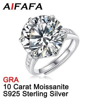 AIFAFA 100% S925 стерлингово сребро 10 карата истински Moissanite пръстени за жени дама най-високо качество пенливи диамантени парти подаръци бижута