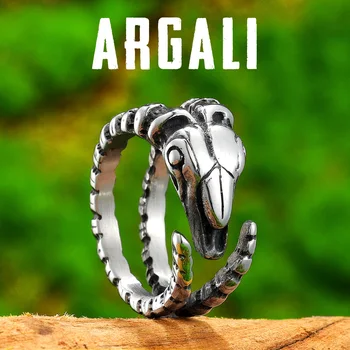 Argali кози череп животно мъже пръстени от неръждаема стомана жени бижута пънк рок реколта готини неща модни аксесоари подарък на едро